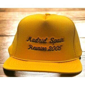 Madrid Spain Reunion Trucker Hat Snapback Cap 2005 Gold Mohrs Solid Pattern